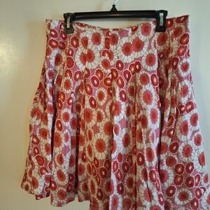 French Connection Chic Red & Pink On White Floral Skirt